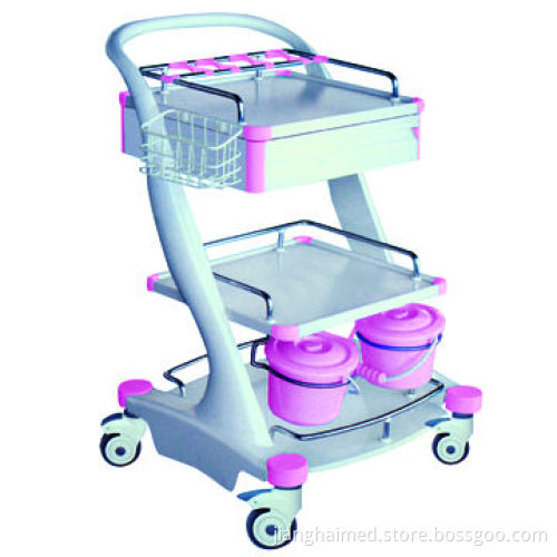Treatment trolley, ABS plastic, 3 decks, castors with brake, CE/ISO9001 and 13485 certified